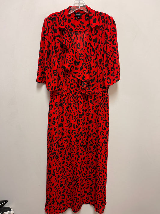 Dress Casual Midi By Ann Taylor In Black & Red, Size: 2x