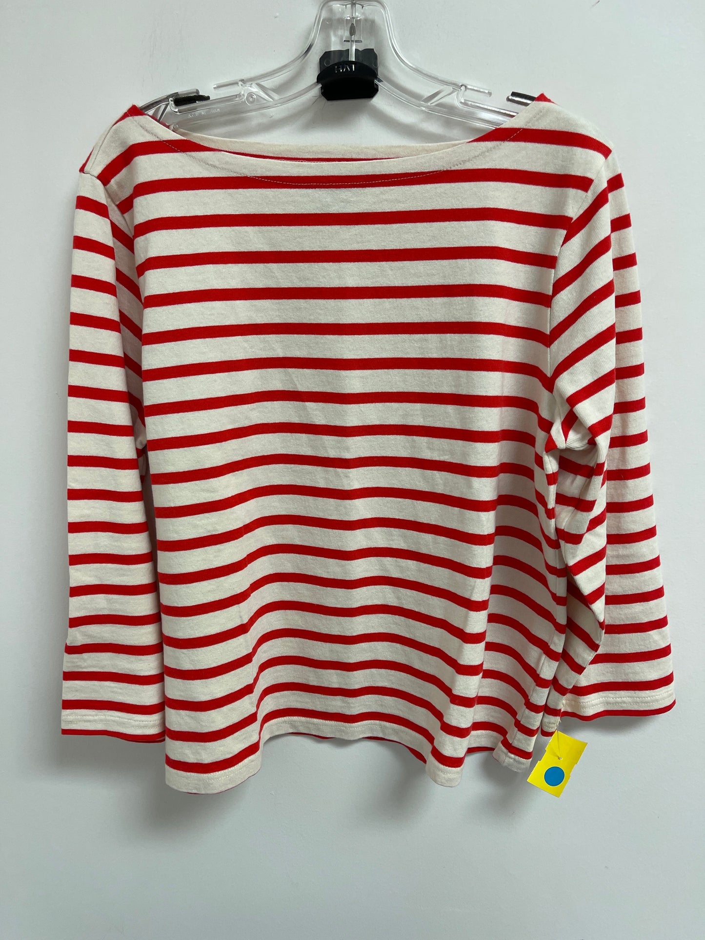 Top Long Sleeve By J. Crew In Red & White, Size: L