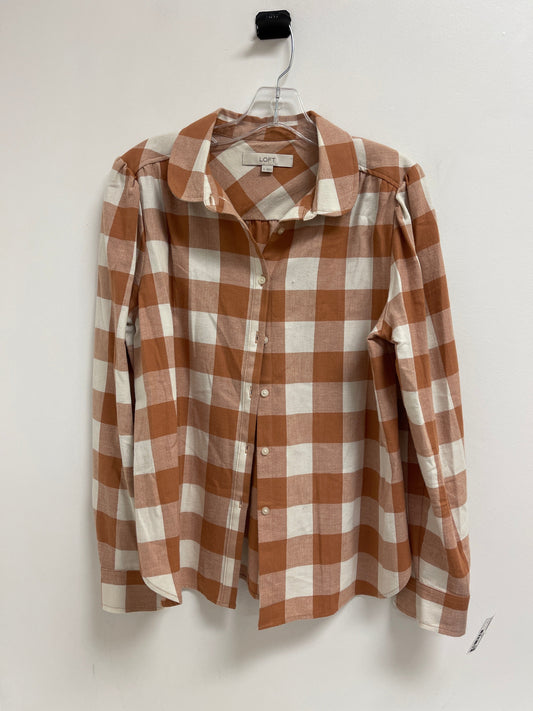 Top Long Sleeve By Loft In Brown & White, Size: M