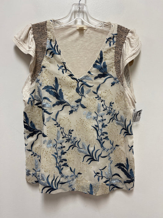 Top Short Sleeve By Tiny In Blue & Cream, Size: S