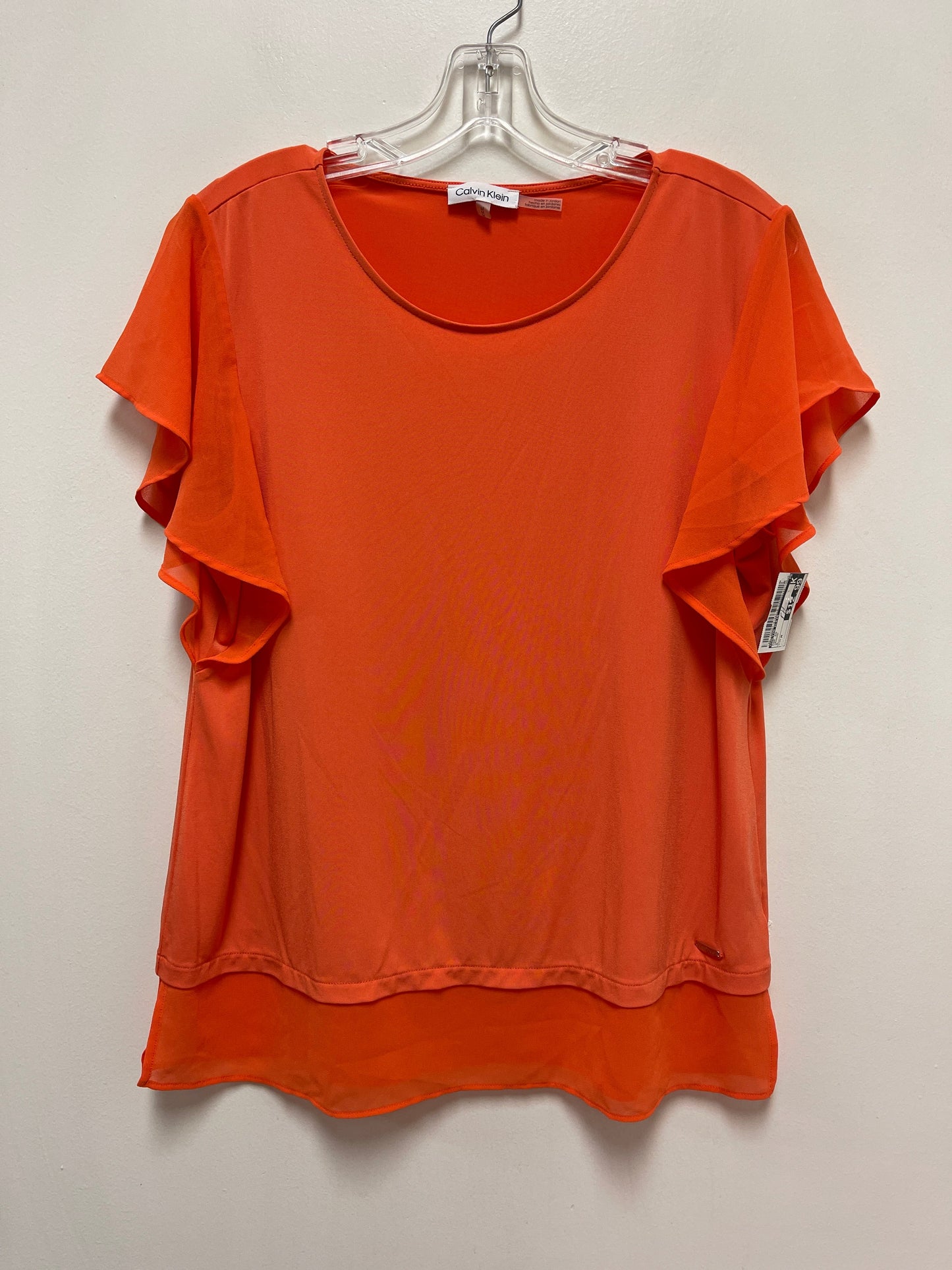 Top Short Sleeve By Calvin Klein In Orange, Size: M