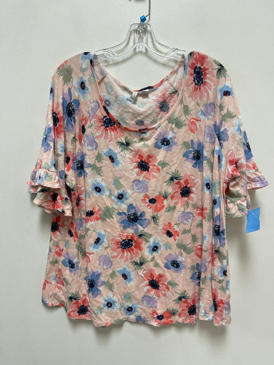 Top Short Sleeve By Cato In Floral Print, Size: 1x