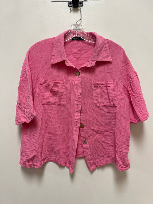 Top Short Sleeve By Shein In Pink, Size: L