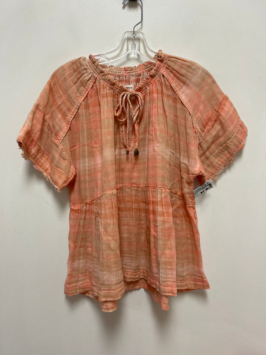 Top Short Sleeve By Anthropologie In Orange, Size: Xs