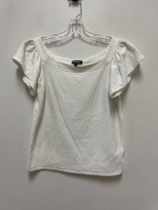 Top Short Sleeve By Express In White, Size: S