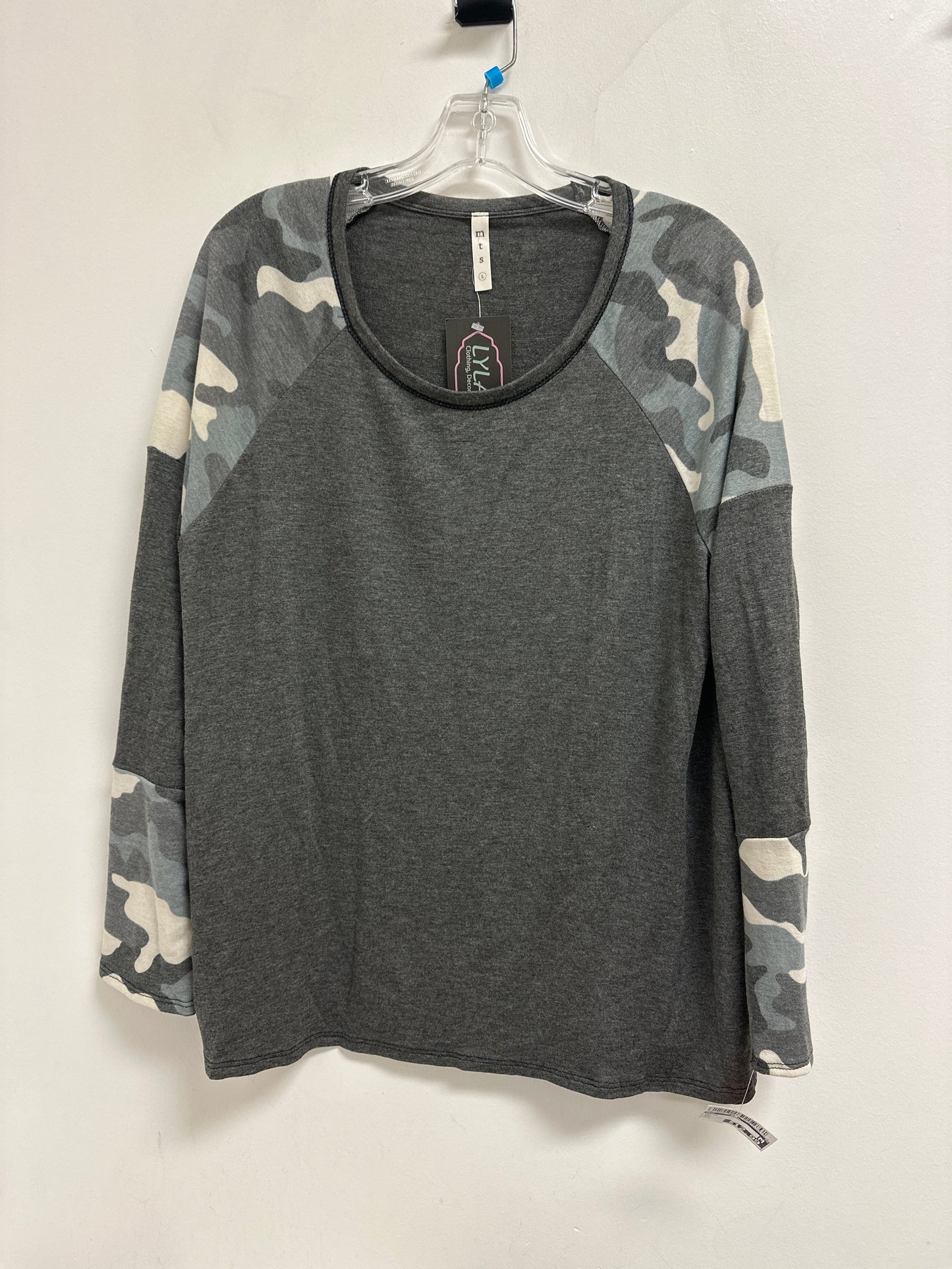 Top Long Sleeve By Mts In Grey, Size: L