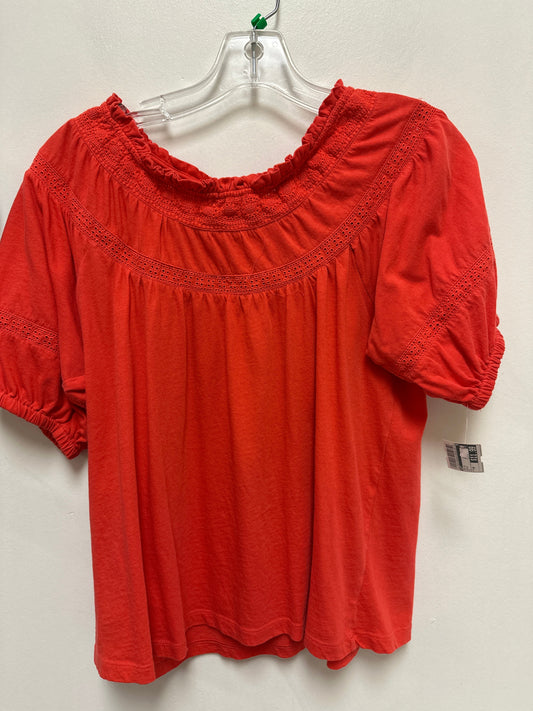 Top Short Sleeve By Loft In Orange, Size: Mp