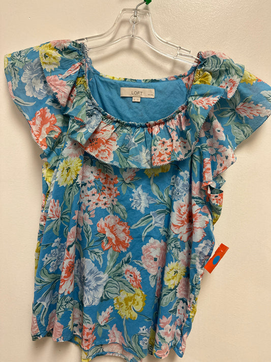 Top Short Sleeve By Loft In Floral Print, Size: Mp