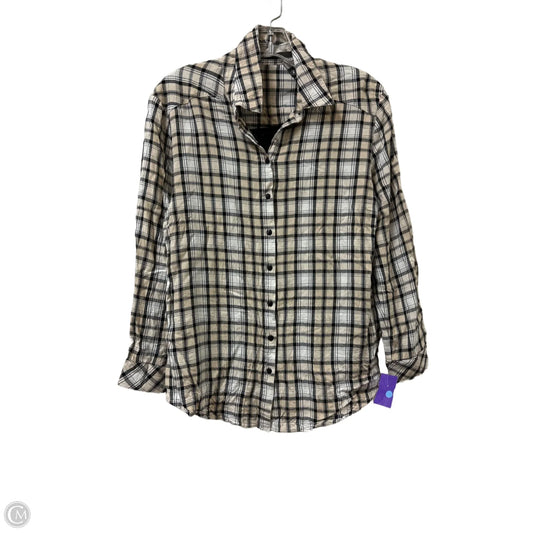 Blouse Long Sleeve By Kensie In Black & Cream, Size: S