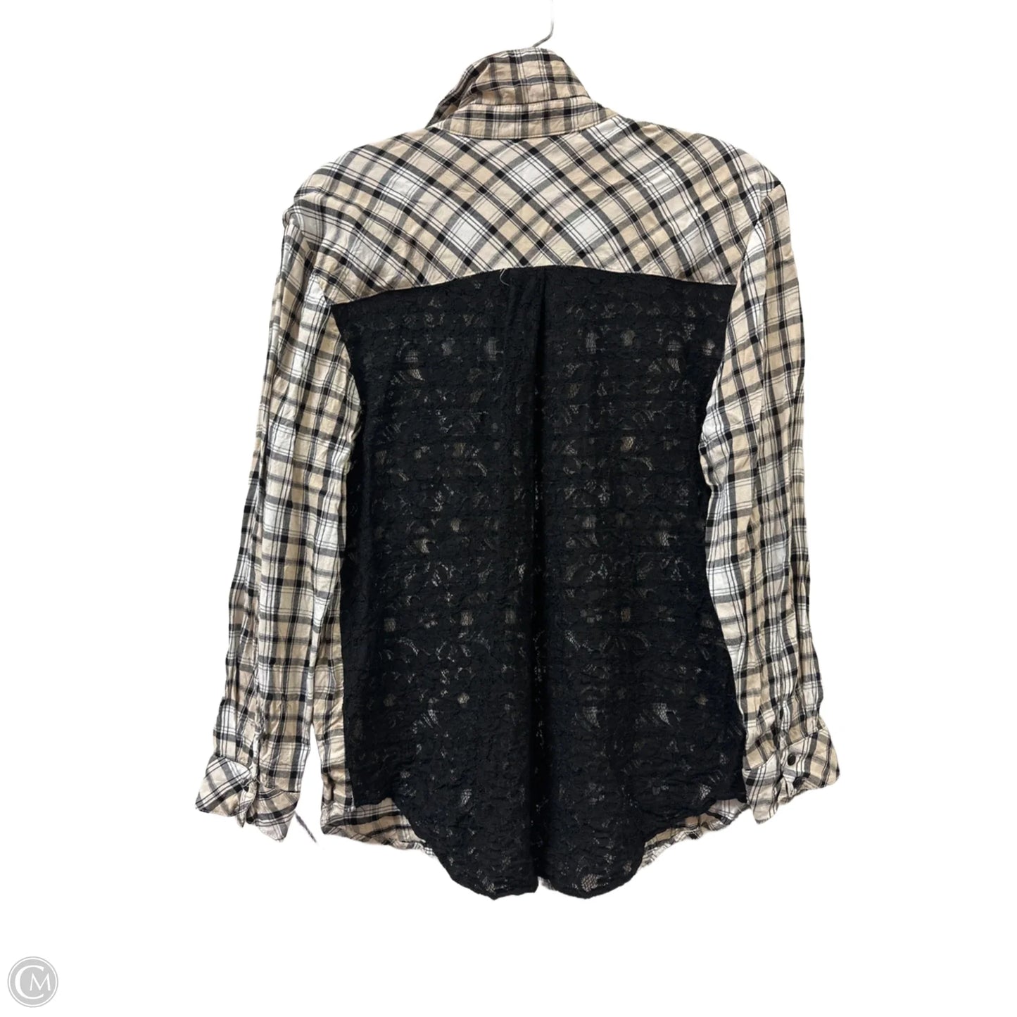 Blouse Long Sleeve By Kensie In Black & Cream, Size: S