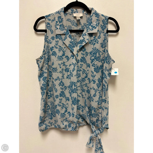 Top Sleeveless By Loft In Blue & Grey, Size: M