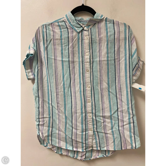 Blouse Short Sleeve By Time And Tru In Blue & White, Size: S
