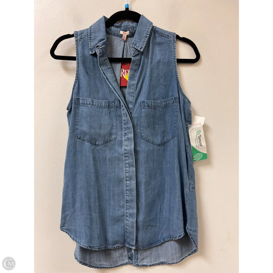 Blouse Sleeveless By Reba In Blue, Size: S