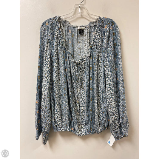 Top Long Sleeve By Clothes Mentor In Blue & White, Size: M