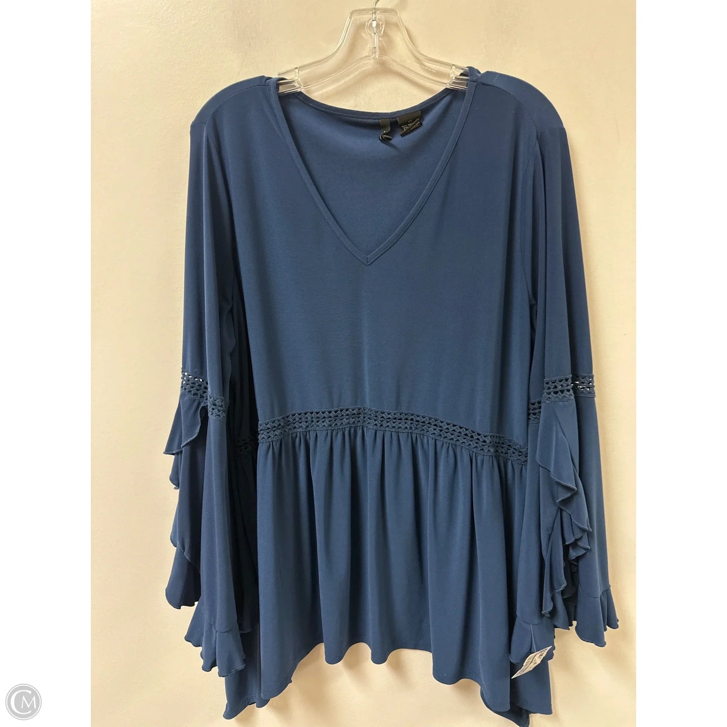 Top Long Sleeve By New Directions In Navy, Size: 1x
