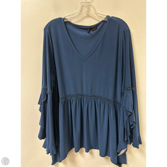 Top Long Sleeve By New Directions In Navy, Size: 1x