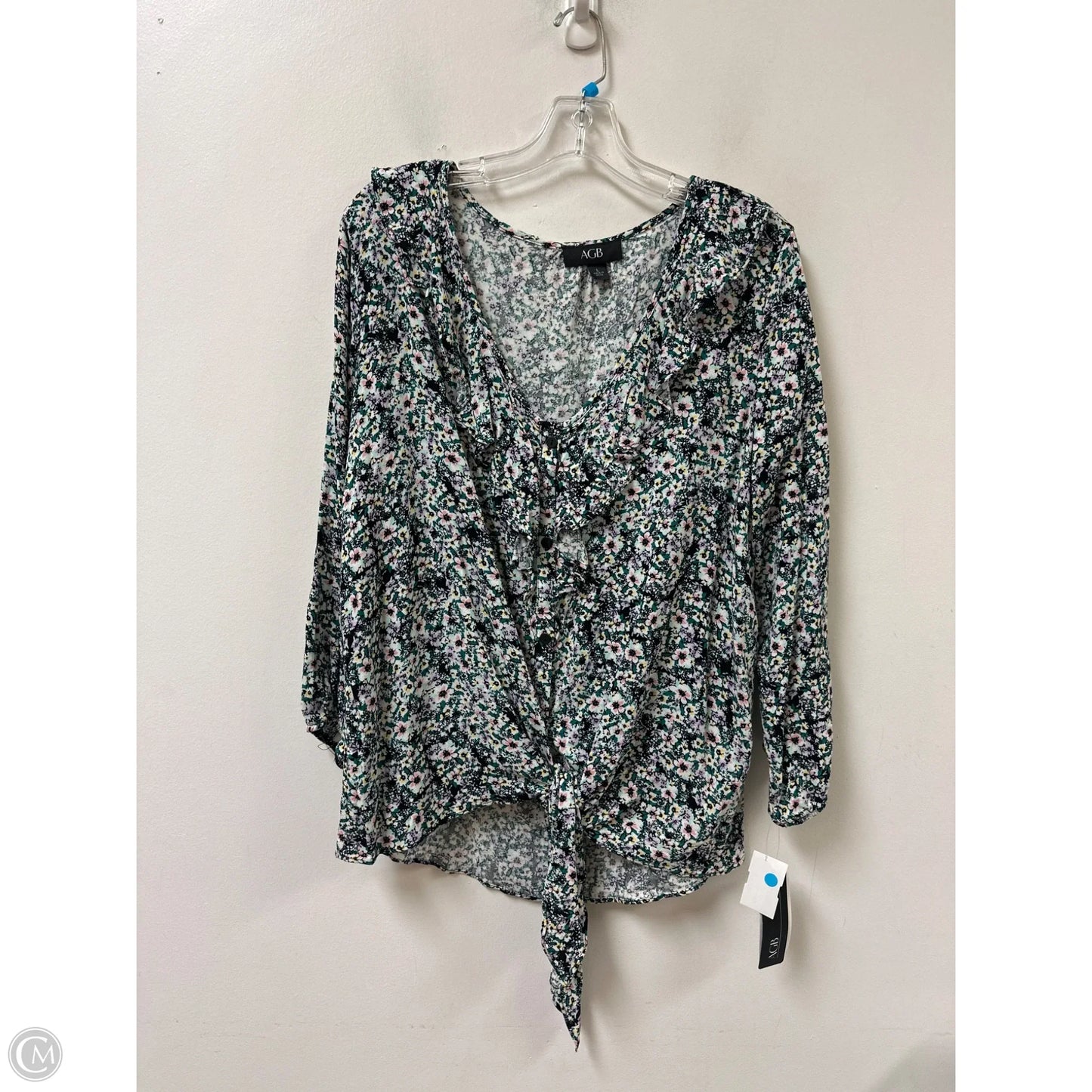 Top Long Sleeve By Agb In Floral Print, Size: L