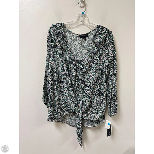 Top Long Sleeve By Agb In Floral Print, Size: L