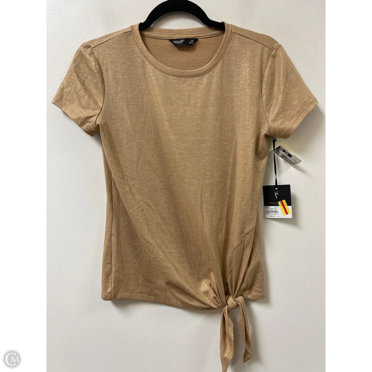 Top Short Sleeve By Simply Vera In Gold, Size: Xs