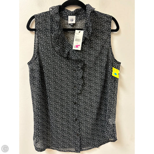 Blouse Sleeveless By Cabi In Black & White, Size: L