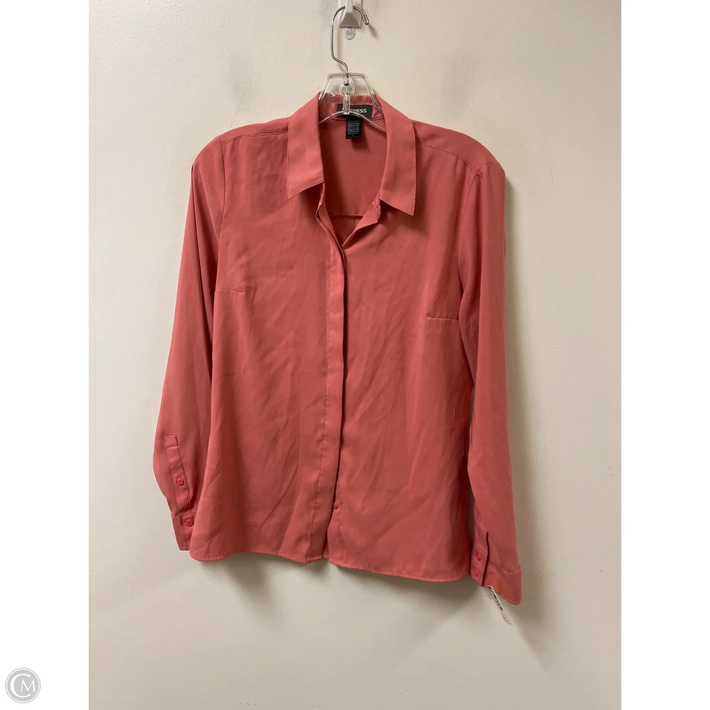 Blouse Long Sleeve By Express In Pink, Size: S