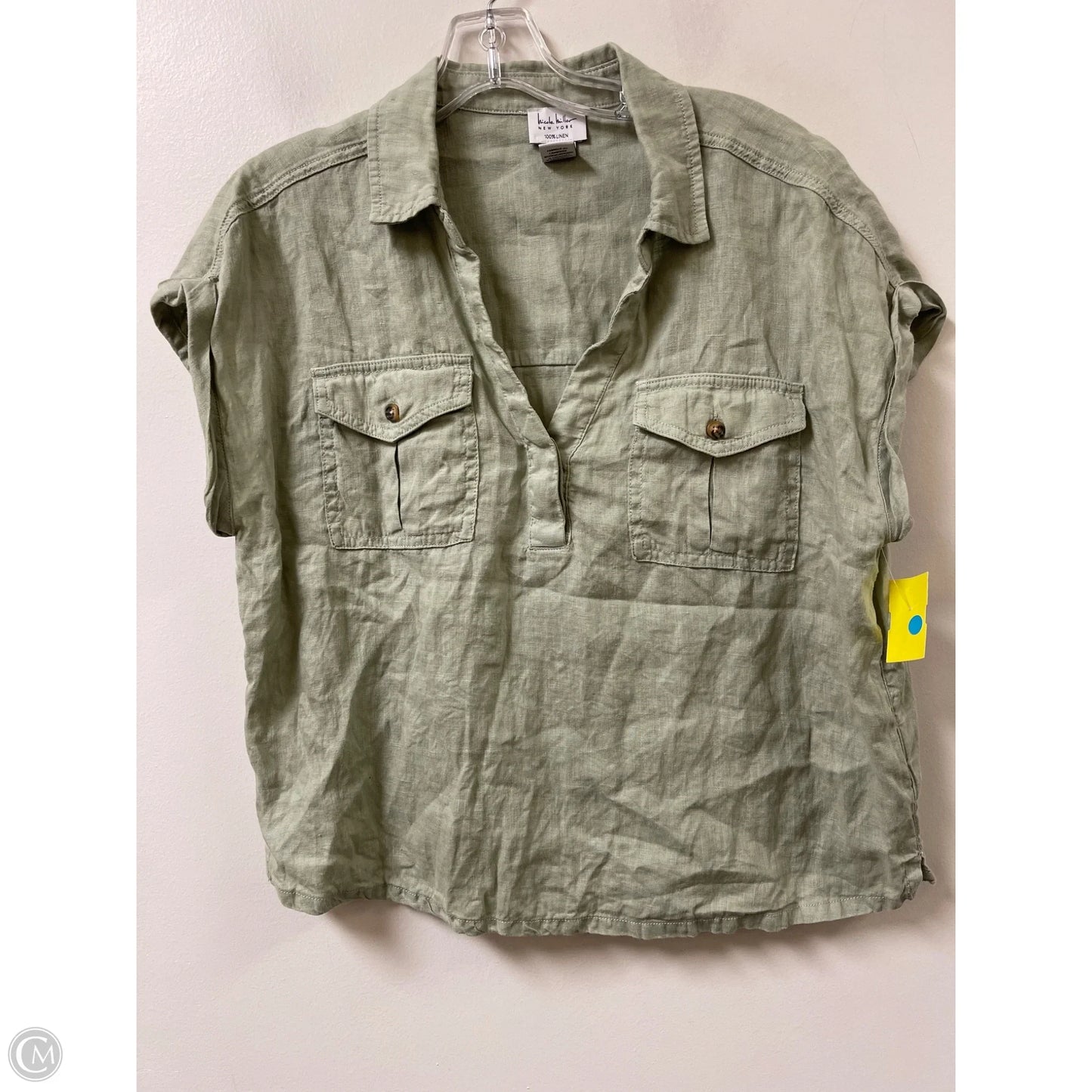 Blouse Short Sleeve By Nicole By Nicole Miller In Green, Size: L