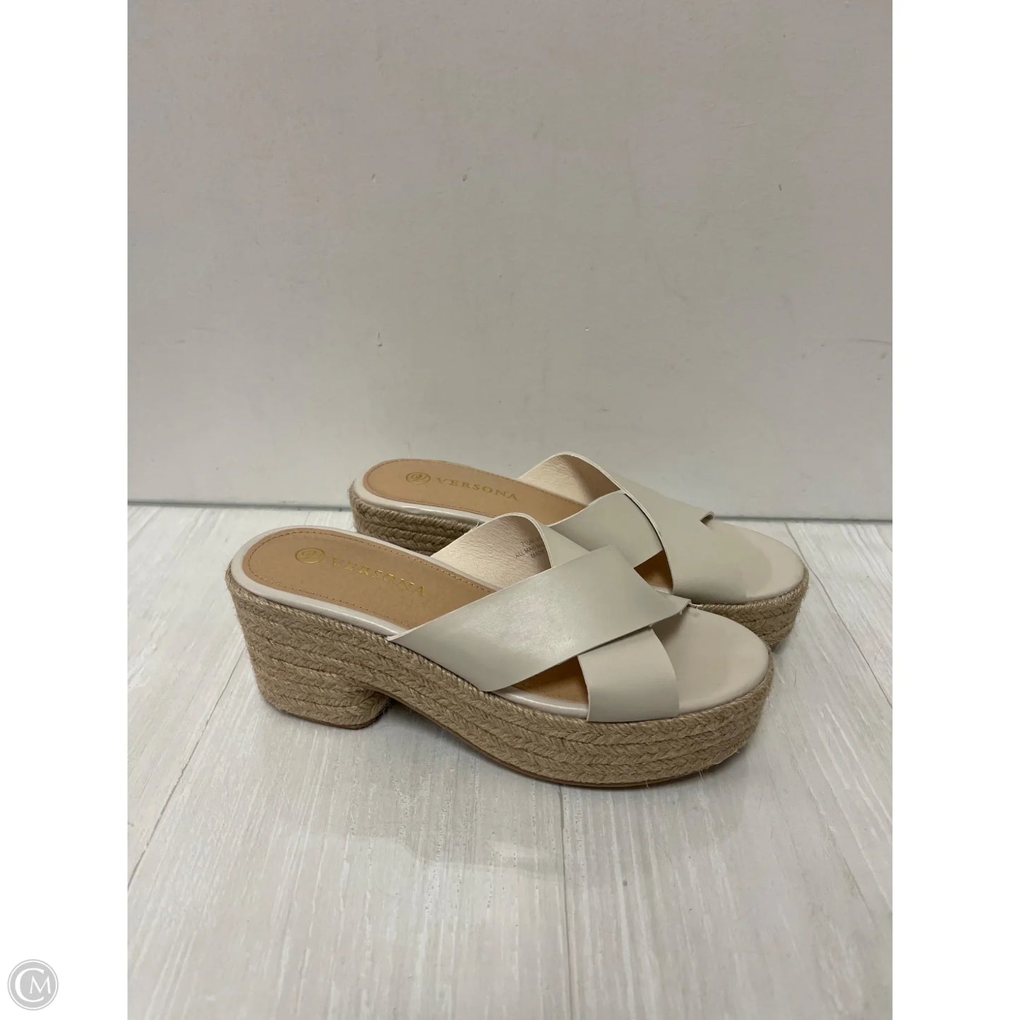 Sandals Heels Block By Versona In Cream, Size: 7.5
