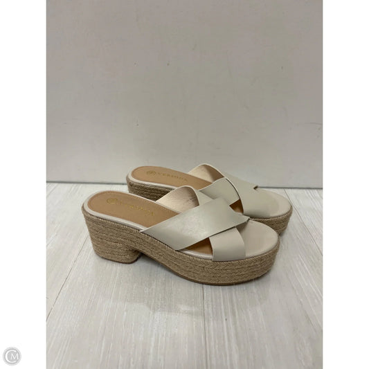 Sandals Heels Block By Versona In Cream, Size: 7.5