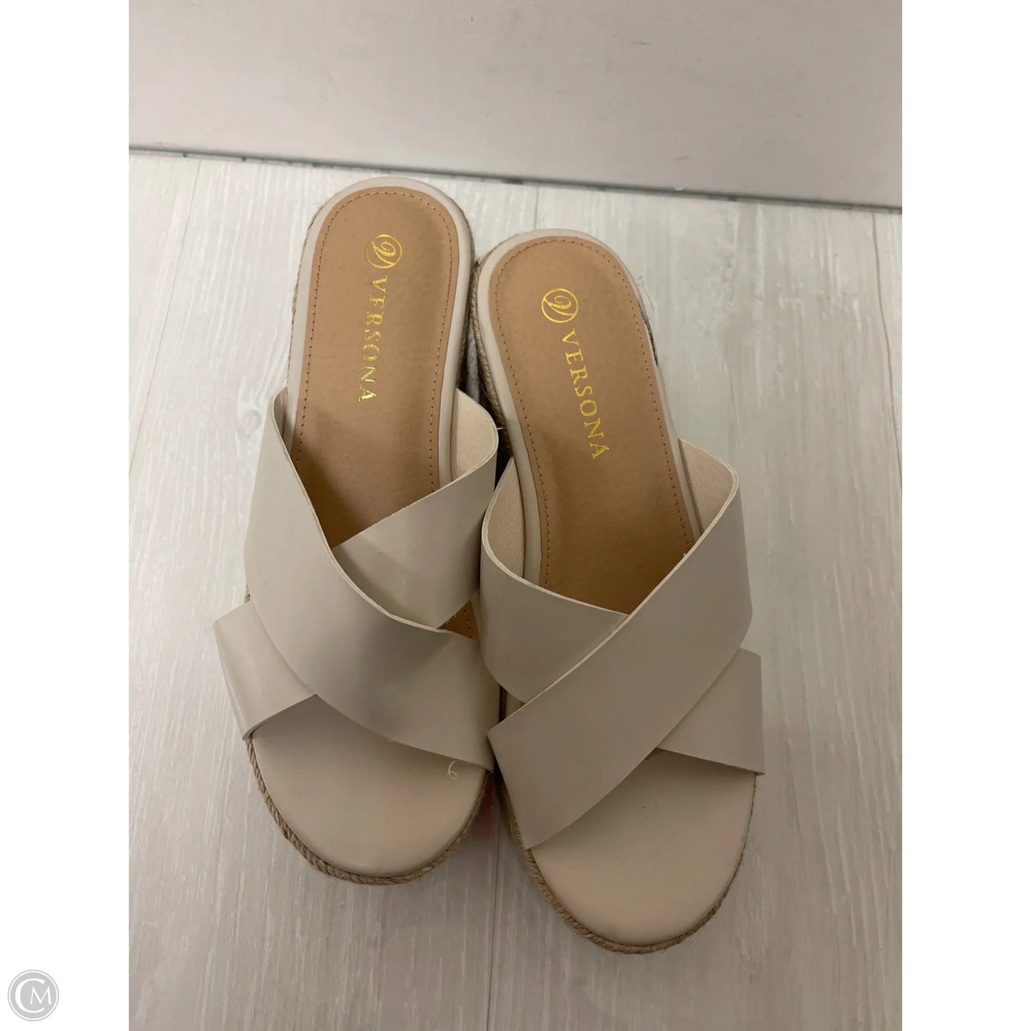 Sandals Heels Block By Versona In Cream, Size: 7.5