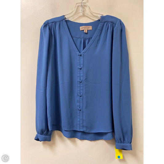 Blouse Long Sleeve By Philosophy In Blue, Size: S