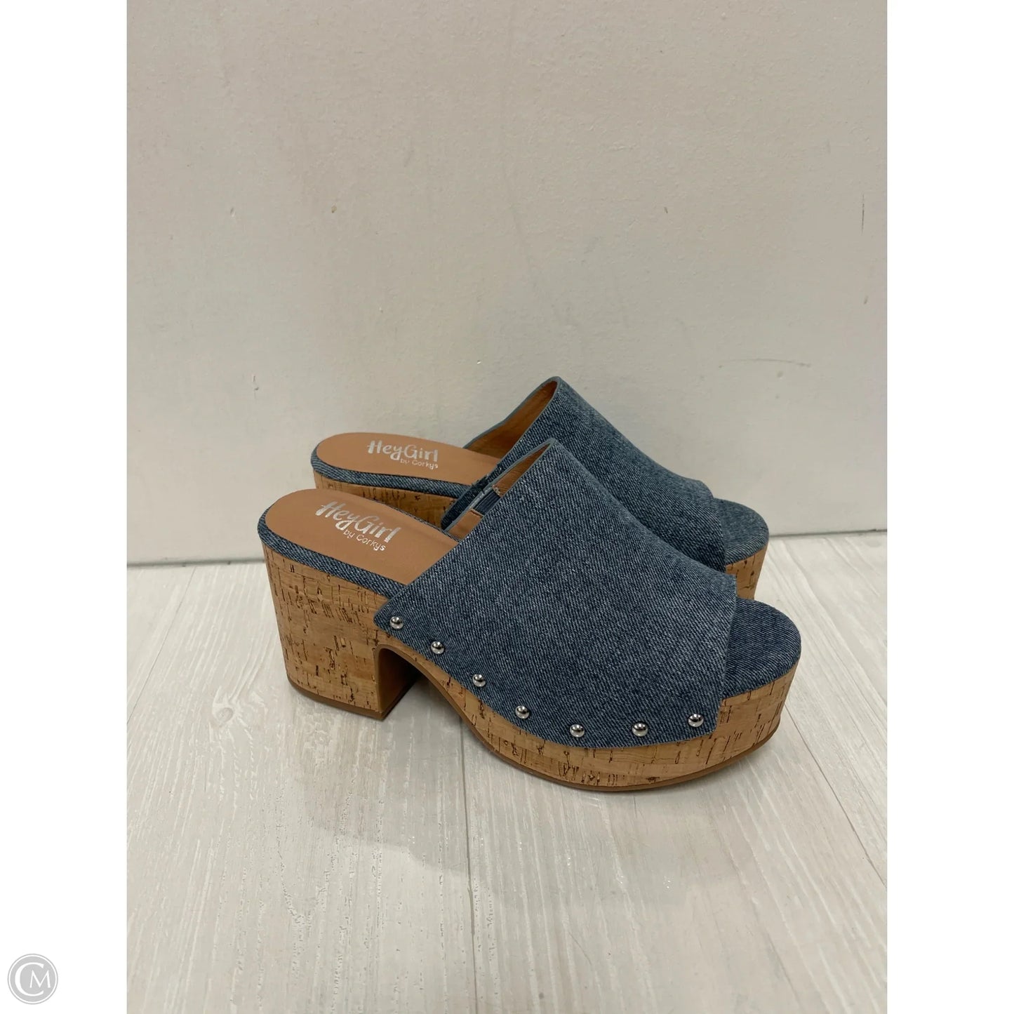 Sandals Heels Block By Corkys In Blue, Size: 10