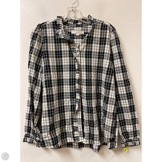 Blouse Long Sleeve By Loft In Black & White, Size: M