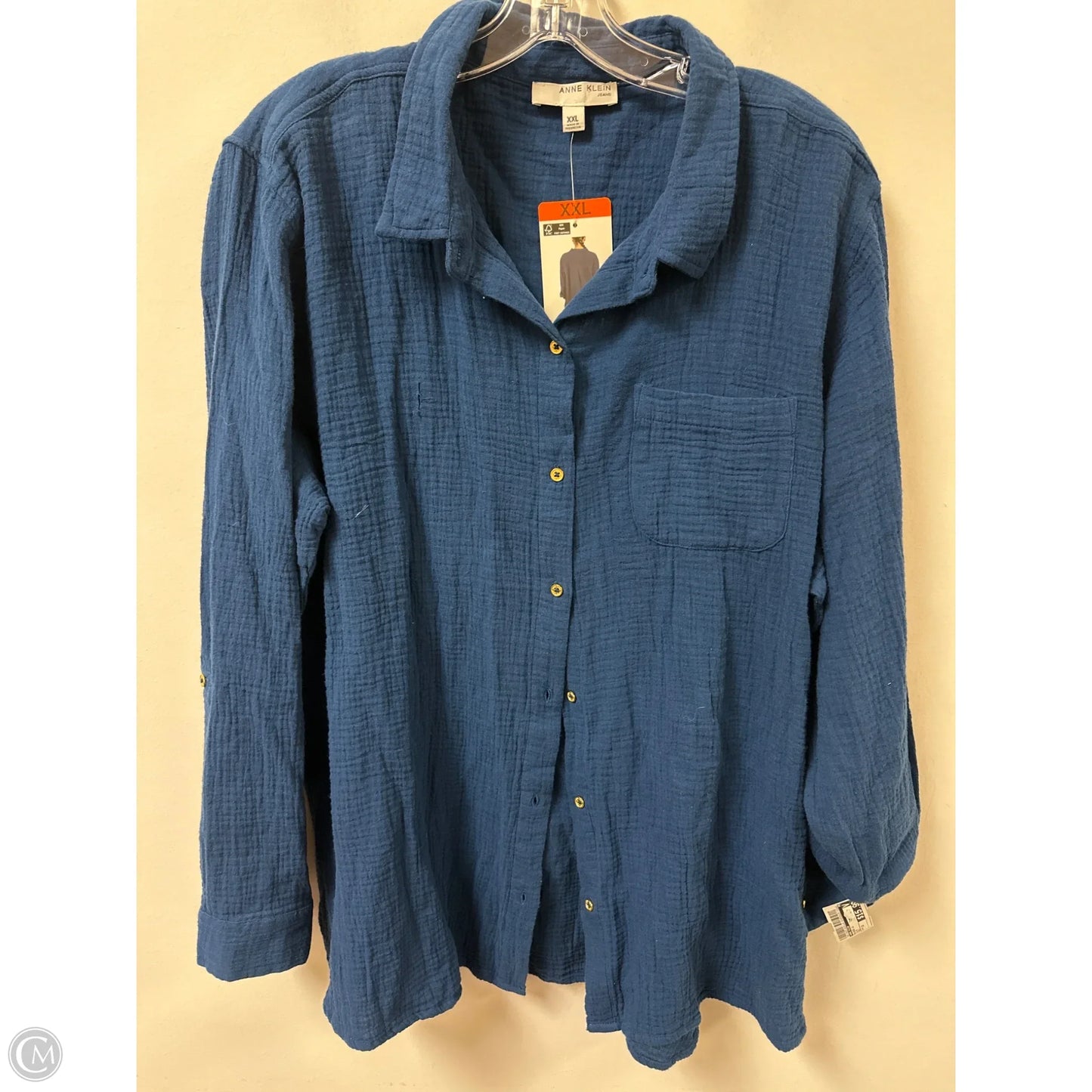Blouse Long Sleeve By Anne Klein In Blue, Size: 1x