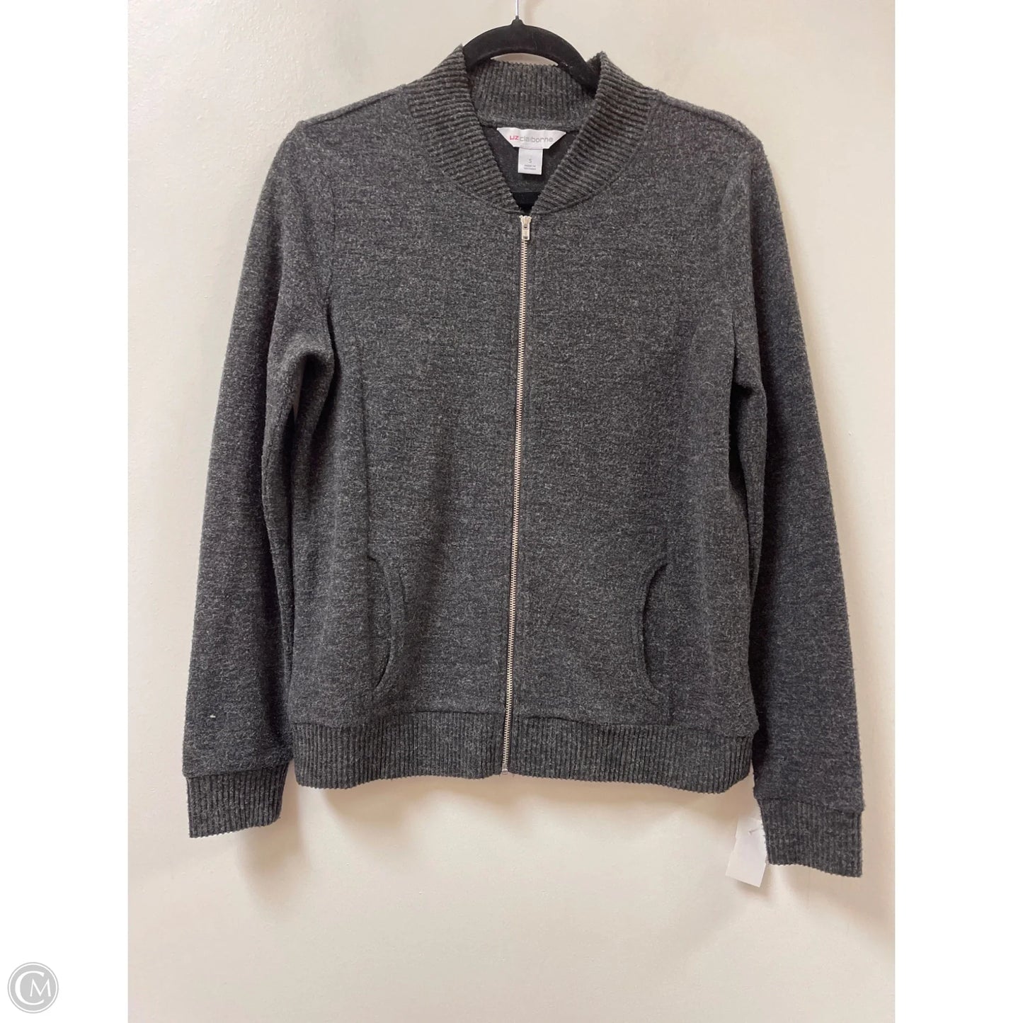 Sweater Cardigan By Liz Claiborne In Grey, Size: S