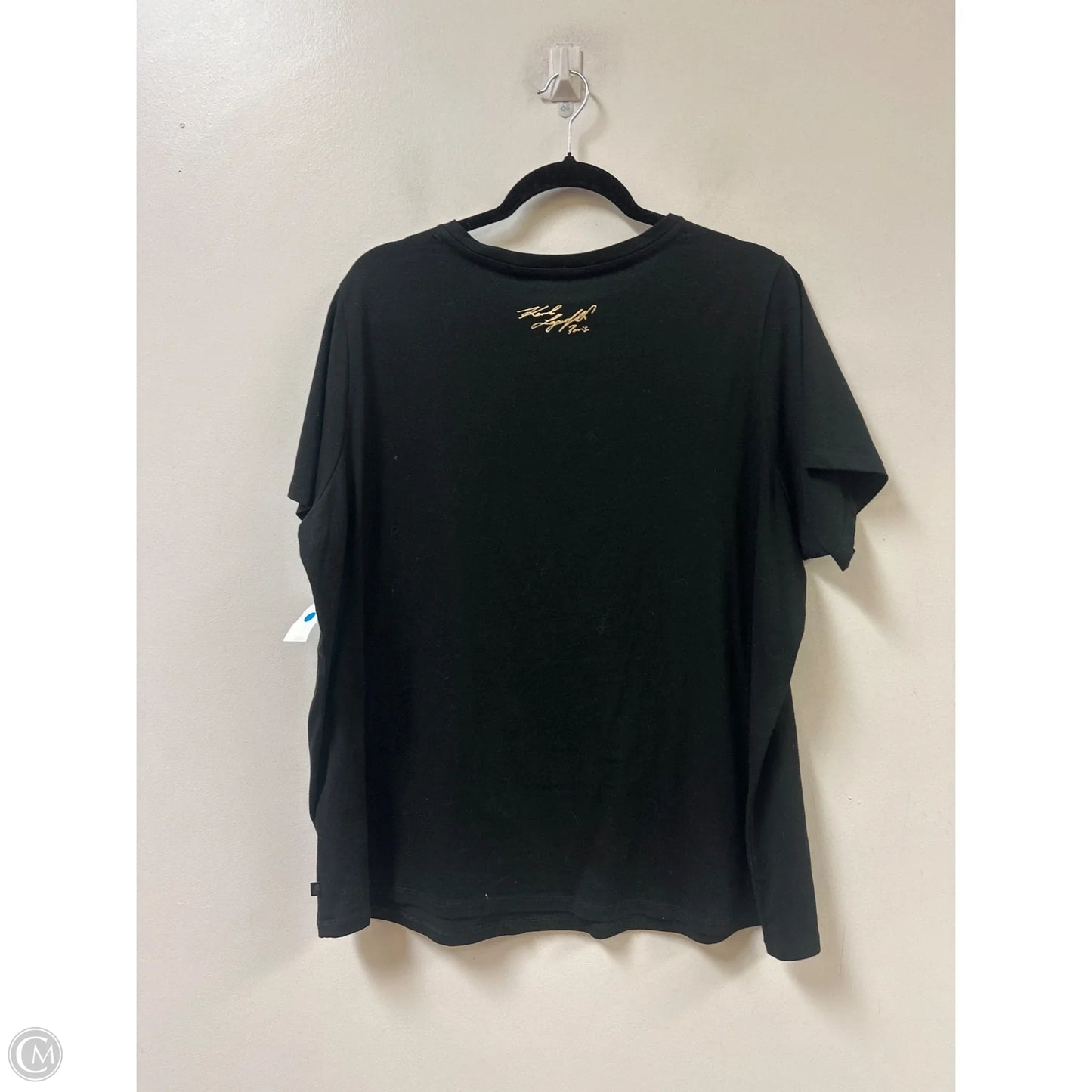 Top Short Sleeve Designer By Karl Lagerfeld In Black, Size: 1x