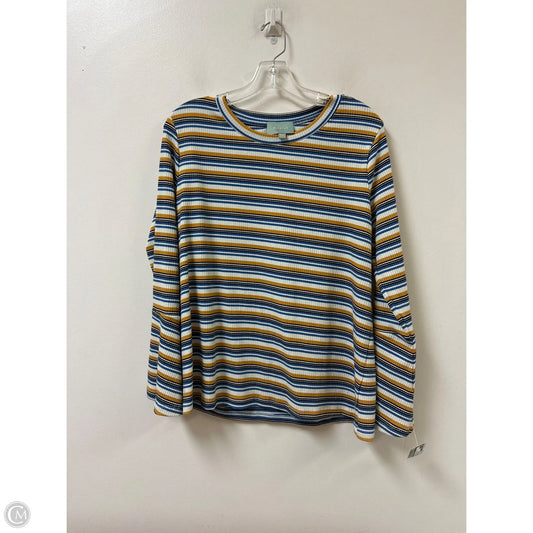 Top Long Sleeve By Skies Are Blue In Blue & Yellow, Size: Xl