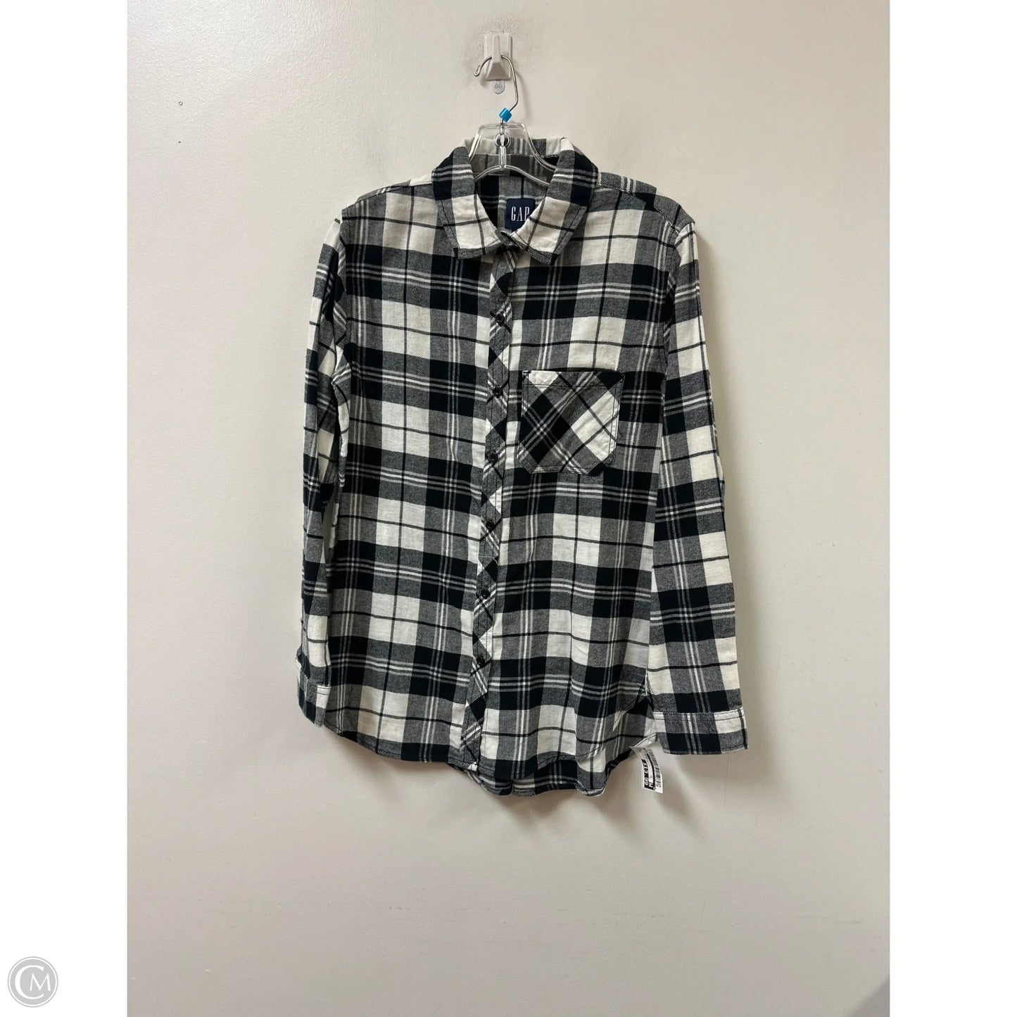 Blouse Long Sleeve By Gap In Black & White, Size: M