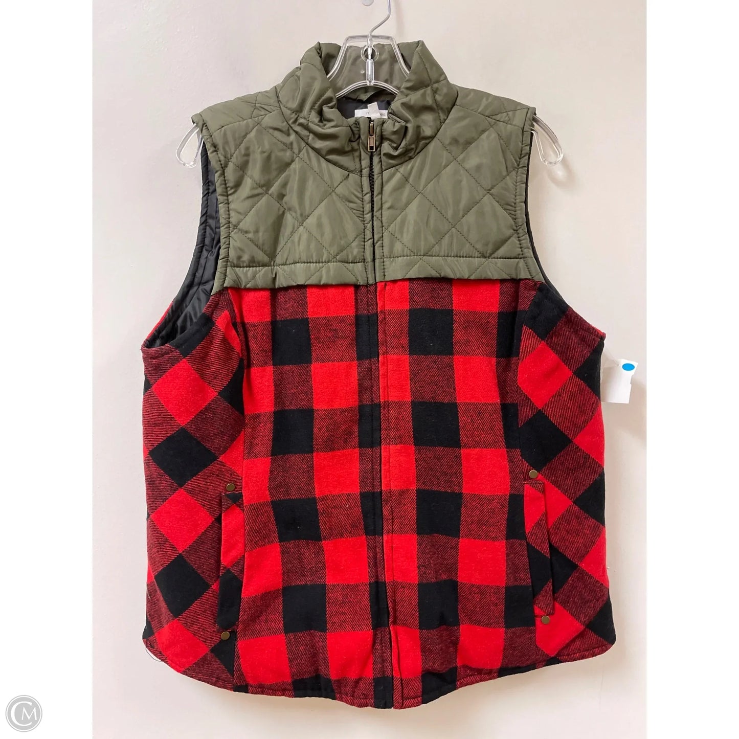 Vest Puffer & Quilted By Maurices In Green & Red, Size: Xl