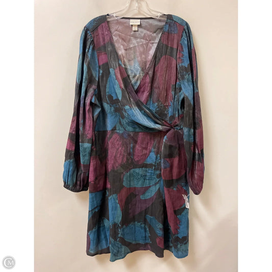 Dress Casual Short By Ava & Viv In Black & Purple, Size: 1x