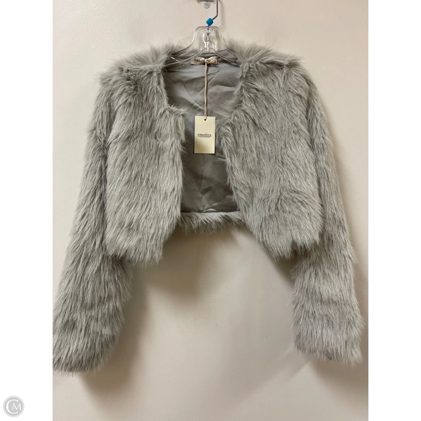 Jacket Faux Fur & Sherpa By Clothes Mentor In Grey, Size: S
