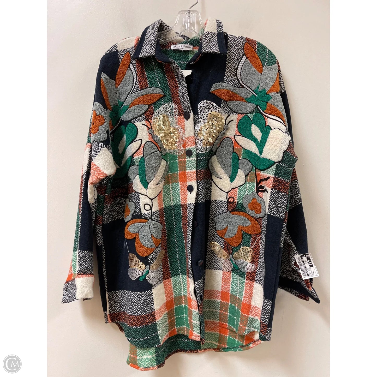 Jacket Shirt By Clothes Mentor In Blue & Green, Size: Xl
