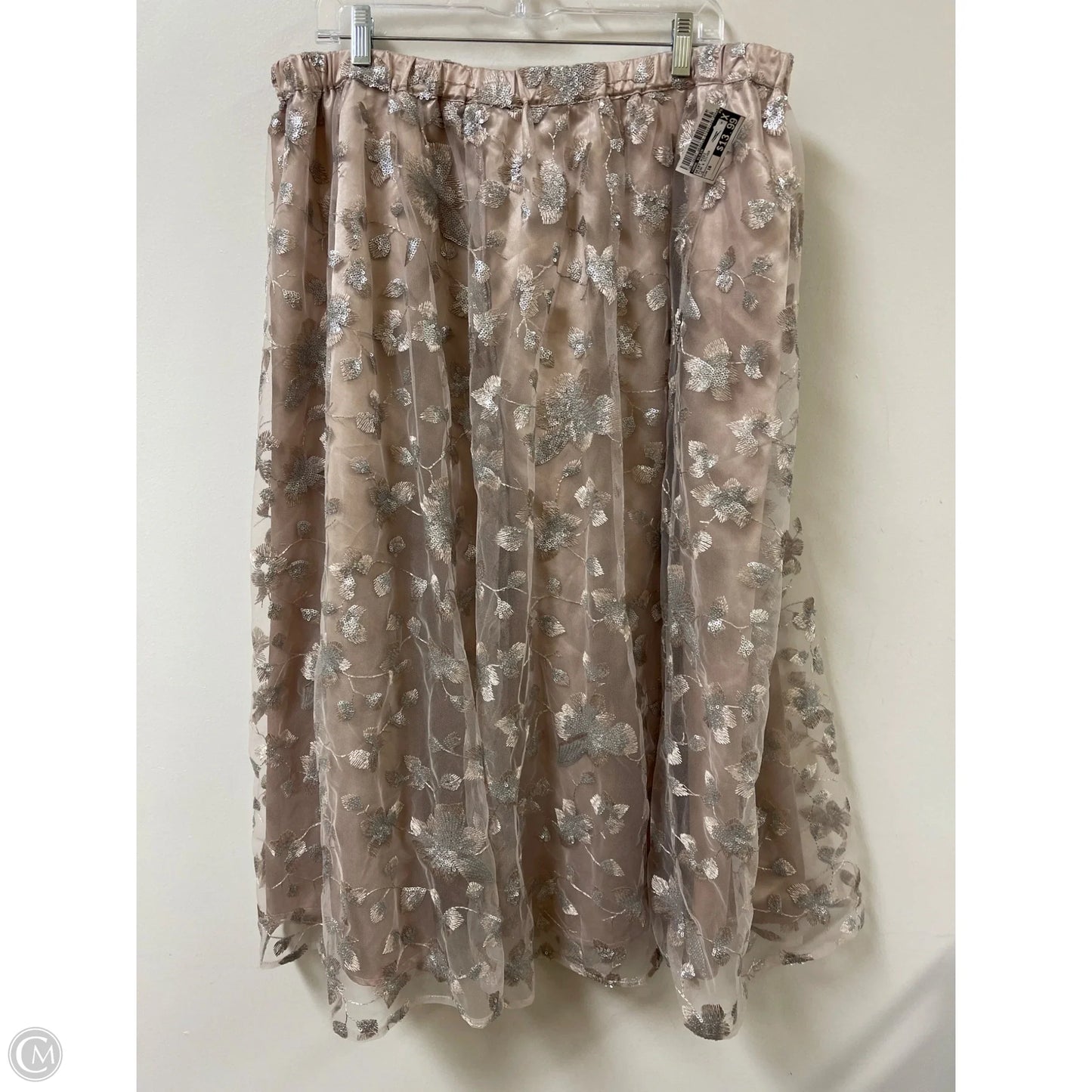 Skirt Midi By Anne Klein In Pink & Silver, Size: 16