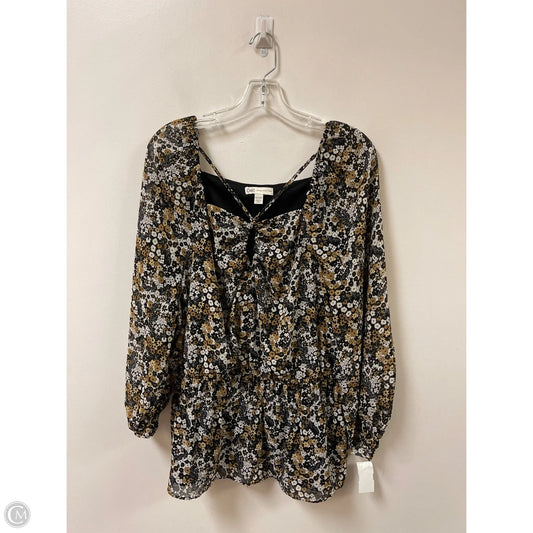 Top Long Sleeve By Cato In Black & Cream, Size: 1x