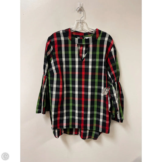 Top Long Sleeve By Crown And Ivy In Black & Green, Size: 1x