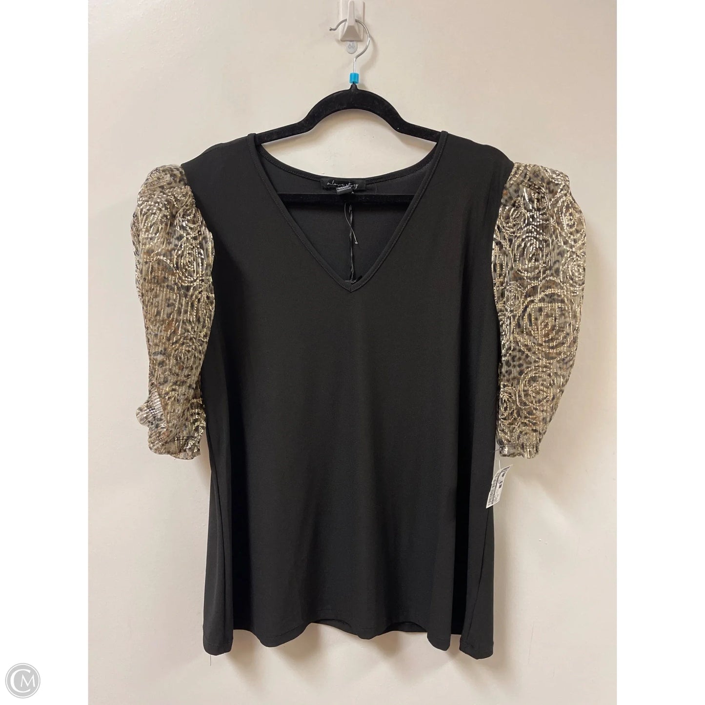 Top Short Sleeve By A Love Story In Black & Gold, Size: 2x