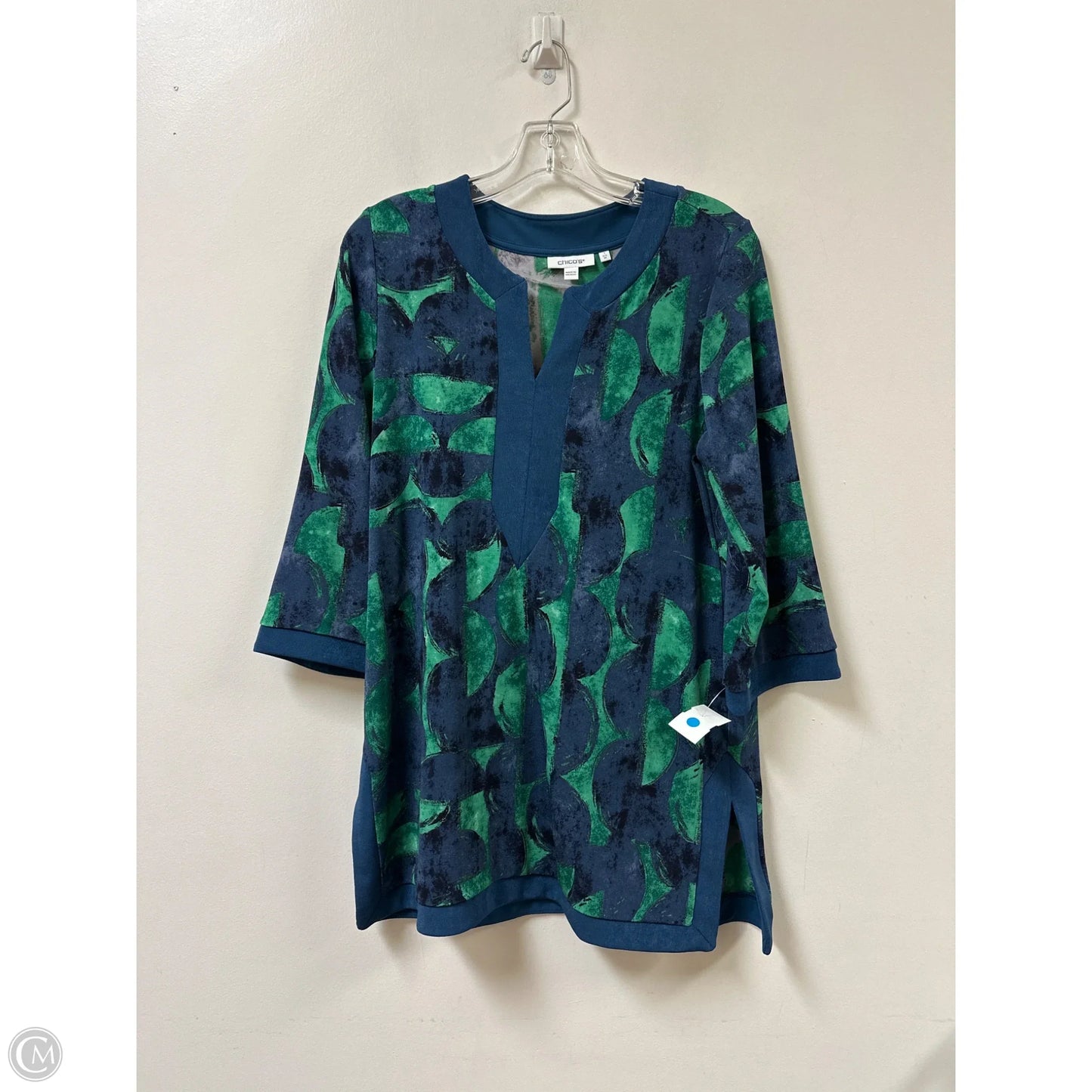 Top Long Sleeve By Chicos In Blue & Green, Size: M