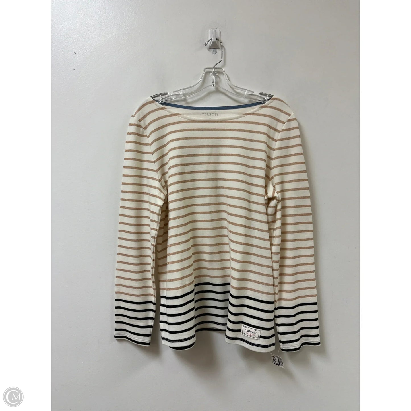 Top Long Sleeve By Talbots In Striped Pattern, Size: L