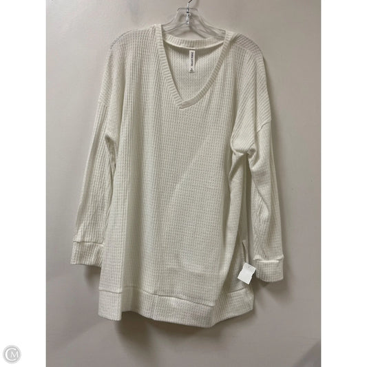 Top Long Sleeve By Zenana Outfitters In White, Size: Xl
