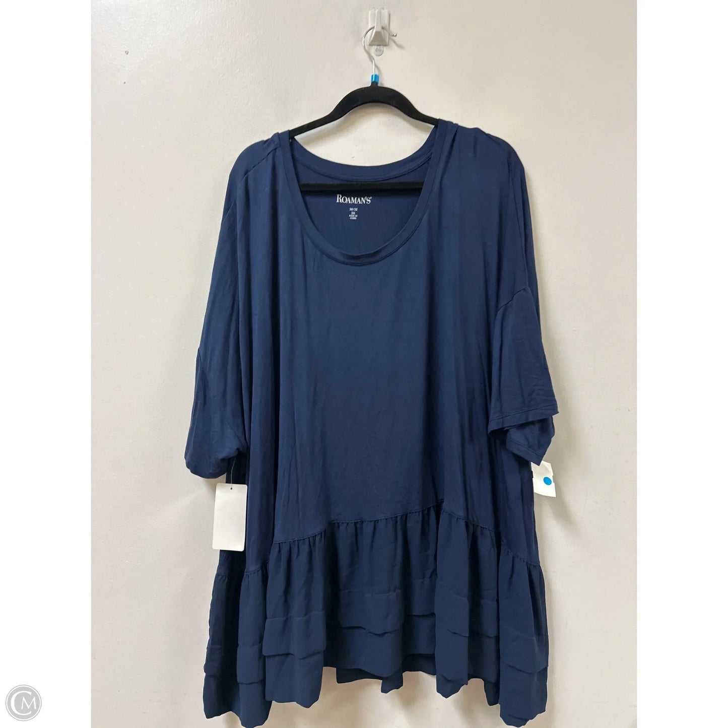 Top Short Sleeve By Roamans In Navy, Size: 3x