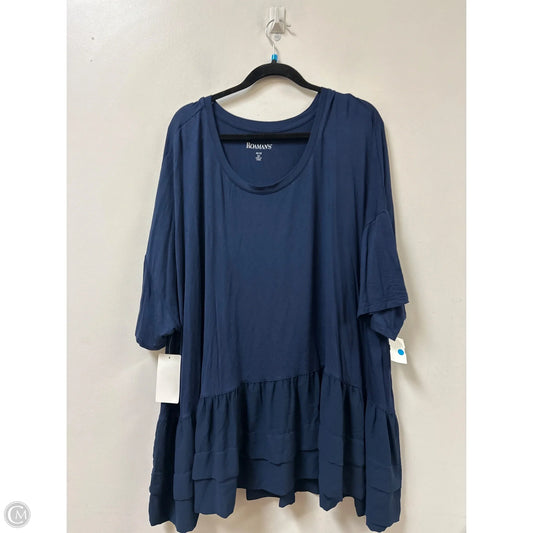 Top Short Sleeve By Roamans In Navy, Size: 3x